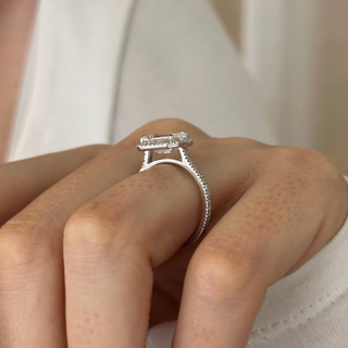 Round Halo, Pave & Split Shank Engagement Ring – 1.93 CT Lab Grown Diamond