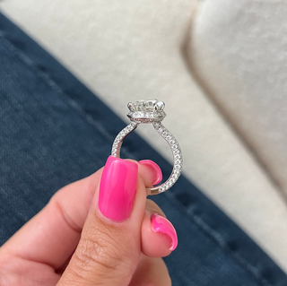 Round Halo, Pave & Split Shank Engagement Ring – 1.93 CT Lab Grown Diamond