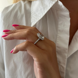 Round Halo, Pave & Split Shank Engagement Ring – 1.93 CT Lab Grown Diamond