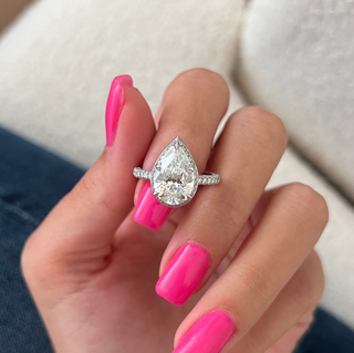 Round Halo, Pave & Split Shank Engagement Ring – 1.93 CT Lab Grown Diamond