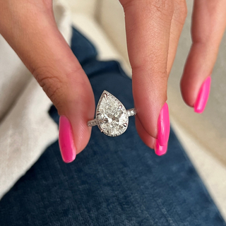Round Halo, Pave & Split Shank Engagement Ring – 1.93 CT Lab Grown Diamond