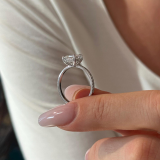 Round Halo, Pave & Split Shank Engagement Ring – 1.93 CT Lab Grown Diamond