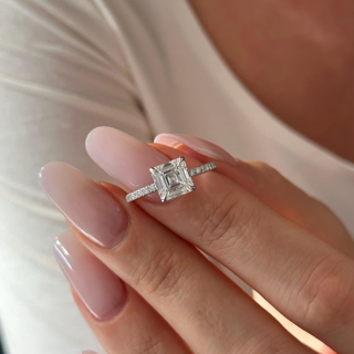 Round Halo, Pave & Split Shank Engagement Ring – 1.93 CT Lab Grown Diamond