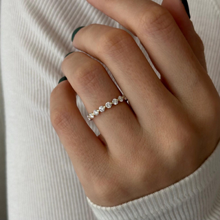 0.13 TCW Round Twisted DEF/VVS Lab Grown Diamond Wedding Band