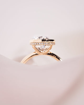 Cushion Hidden Halo Lab Grown Diamond Engagement Ring