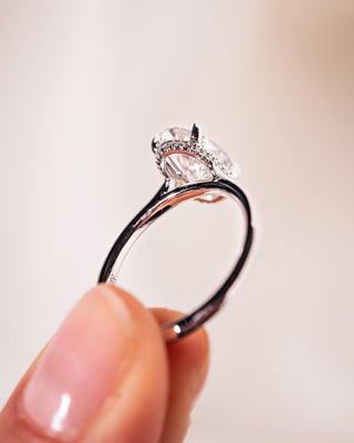 Cushion Hidden Halo Lab Grown Diamond Engagement Ring
