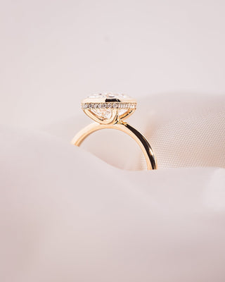 Cushion Hidden Halo Lab Grown Diamond Engagement Ring