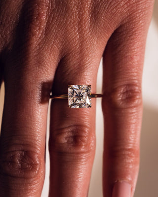 Cushion Hidden Halo Lab Grown Diamond Engagement Ring