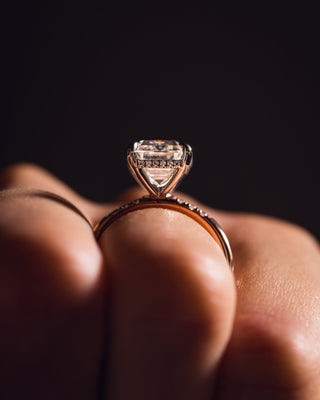 Cushion Hidden Halo Lab Grown Diamond Engagement Ring