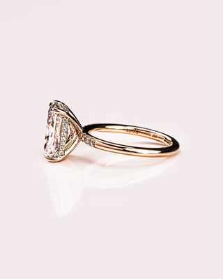 Cushion Hidden Halo Lab Grown Diamond Engagement Ring