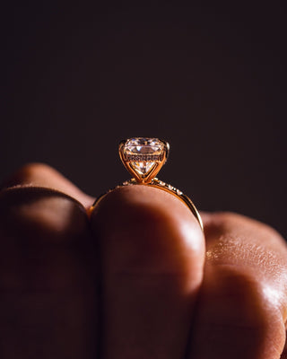 Cushion Hidden Halo Lab Grown Diamond Engagement Ring