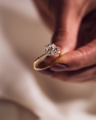 Cushion Hidden Halo Lab Grown Diamond Engagement Ring