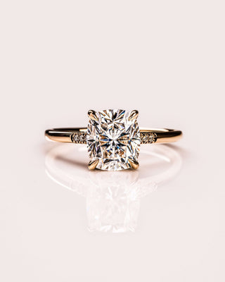 Cushion Hidden Halo Lab Grown Diamond Engagement Ring