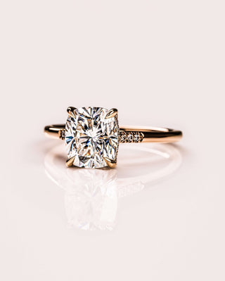 Cushion Hidden Halo Lab Grown Diamond Engagement Ring
