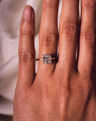 Cushion Hidden Halo Lab Grown Diamond Engagement Ring