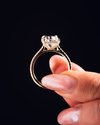 Cushion Hidden Halo Lab Grown Diamond Engagement Ring