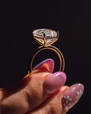 Cushion Hidden Halo Lab Grown Diamond Engagement Ring