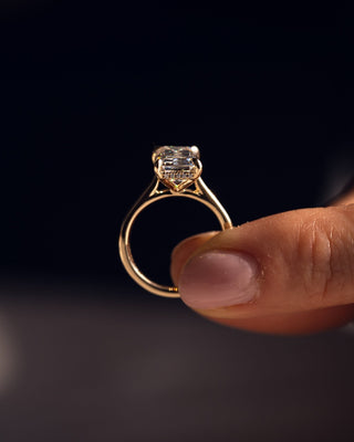 Cushion Hidden Halo Lab Grown Diamond Engagement Ring