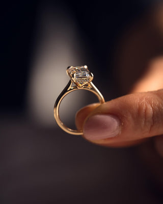 Cushion Hidden Halo Lab Grown Diamond Engagement Ring