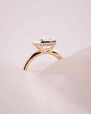 Cushion Hidden Halo Lab Grown Diamond Engagement Ring