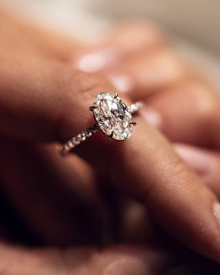 Cushion Hidden Halo Lab Grown Diamond Engagement Ring
