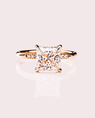 Cushion Hidden Halo Lab Grown Diamond Engagement Ring