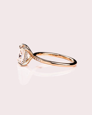 Cushion Hidden Halo Lab Grown Diamond Engagement Ring