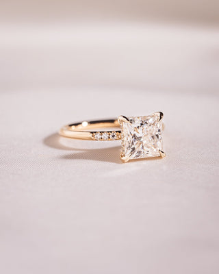 Cushion Hidden Halo Lab Grown Diamond Engagement Ring