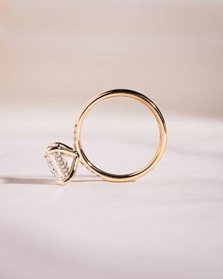 Cushion Hidden Halo Lab Grown Diamond Engagement Ring