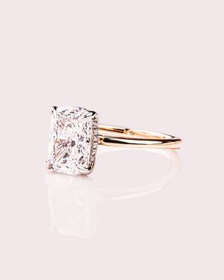 Cushion Hidden Halo Lab Grown Diamond Engagement Ring