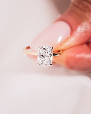 Cushion Hidden Halo Lab Grown Diamond Engagement Ring