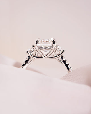Cushion Hidden Halo Lab Grown Diamond Engagement Ring