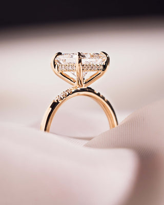 Cushion Hidden Halo Lab Grown Diamond Engagement Ring