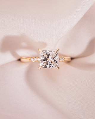 Cushion Hidden Halo Lab Grown Diamond Engagement Ring