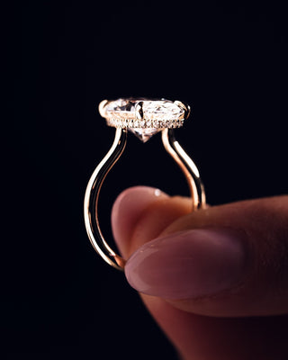 Cushion Hidden Halo Lab Grown Diamond Engagement Ring