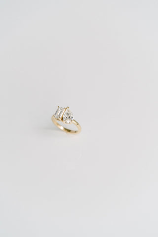 Marquise Shaped Three Stone Lab Grown Diamond Engagement Ring