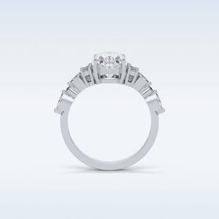 2.1 CT Cluster Engagement Ring Featuring Oval Moissanite 7