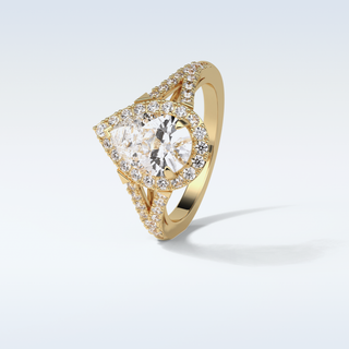 3.1 CT Halo & Split Shank Engagement Ring Featuring Pear Moissanite 13