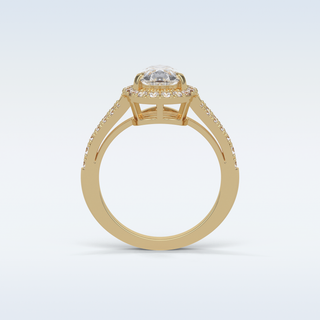 3.1 CT Halo & Split Shank Engagement Ring Featuring Pear Moissanite 14