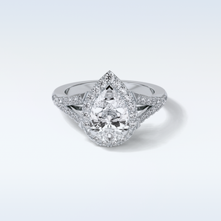 3.1 CT Halo & Split Shank Engagement Ring Featuring Pear Moissanite 1