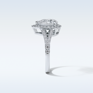 3.1 CT Halo & Split Shank Engagement Ring Featuring Pear Moissanite 4