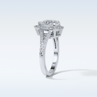 3.1 CT Halo & Split Shank Engagement Ring Featuring Pear Moissanite 5