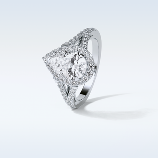 3.1 CT Halo & Split Shank Engagement Ring Featuring Pear Moissanite 6