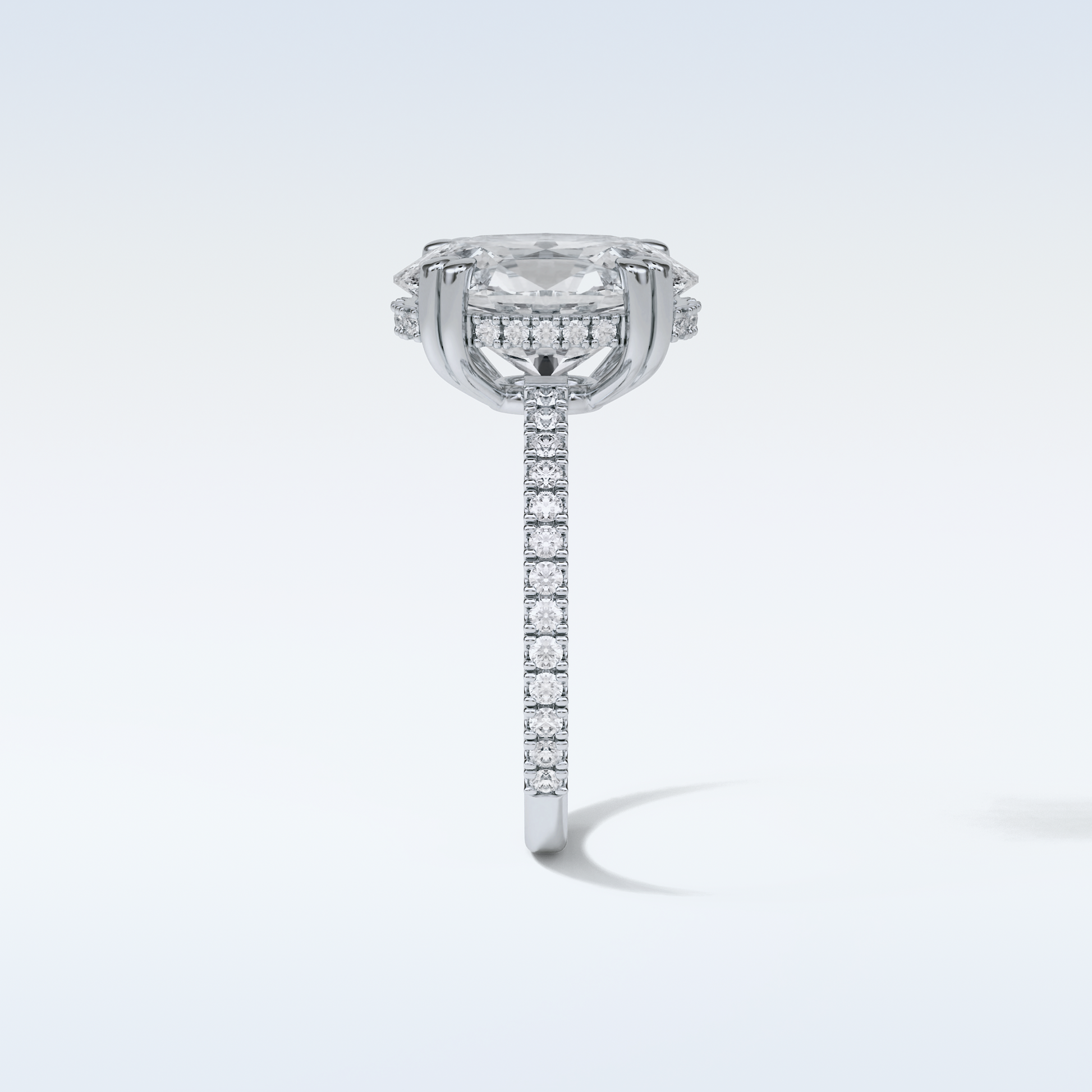 CT Hidden Halo Engagement Ring Featuring Oval Moissanite