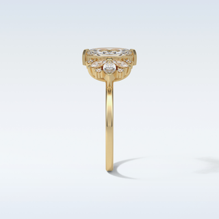 1 CT Cluster Engagement Ring Featuring Marquise Moissanite