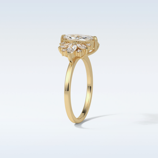 1 CT Cluster Engagement Ring Featuring Marquise Moissanite