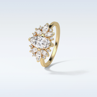 1 CT Cluster Engagement Ring Featuring Marquise Moissanite