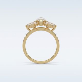 1 CT Cluster Engagement Ring Featuring Marquise Moissanite