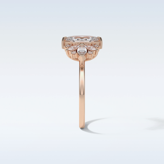 1 CT Cluster Engagement Ring Featuring Marquise Moissanite
