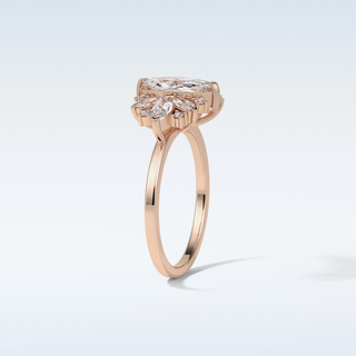 1 CT Cluster Engagement Ring Featuring Marquise Moissanite